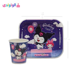 تصویر پیش دستی و لیوان تم تولد کرومی و ملودی برای جشن تولد دخترانه و پسرانه