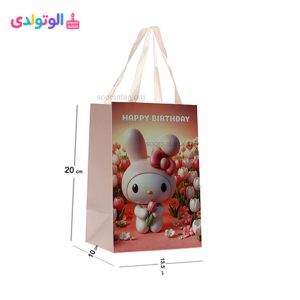 ساک کادویی ملودی باغ لاله با طرح شخصیت ملودی و رنگ‌های فانتزی